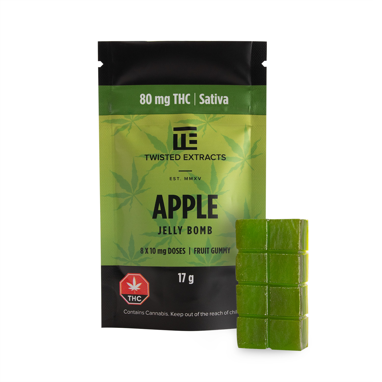 Twisted Extracts – Apple Jelly Bomb – Sativa – 80mg THC | BC Weed Edible Canada