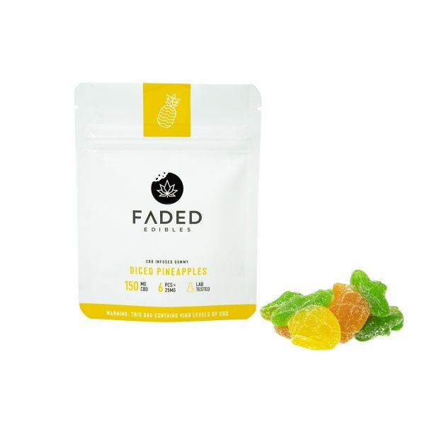 Faded Edibles – CBD 150mg Diced Pineapples | BC Weed Edible Canada