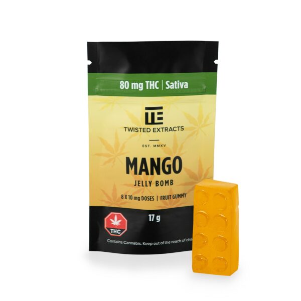 Twisted Extracts- Mango Jelly bomb – SATIVA – 80MG THC | BC Weed Edible Canada
