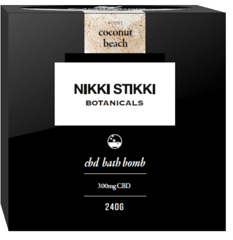 Nikki Stikki Botanicals – CBD Bath Bomb – Coconut Beach – 300mg CBD | BC Weed Edible Canada