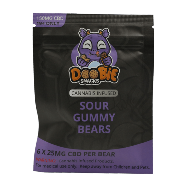 Doobie Snacks – CBD Sour Gummy Bears – 150mg CBD | BC Weed Edible Canada