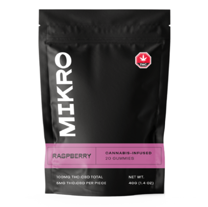 Mikro – 1:1 THC/CBD Gummies – 100mg – Raspberry | BC Weed Edible Canada