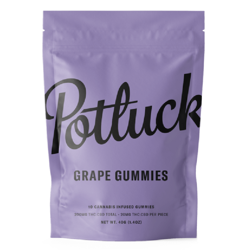 Potluck Extracts – Grape Gummies (1:1) – 100mg THC / 100mg CBD | BC Weed Edible Canada